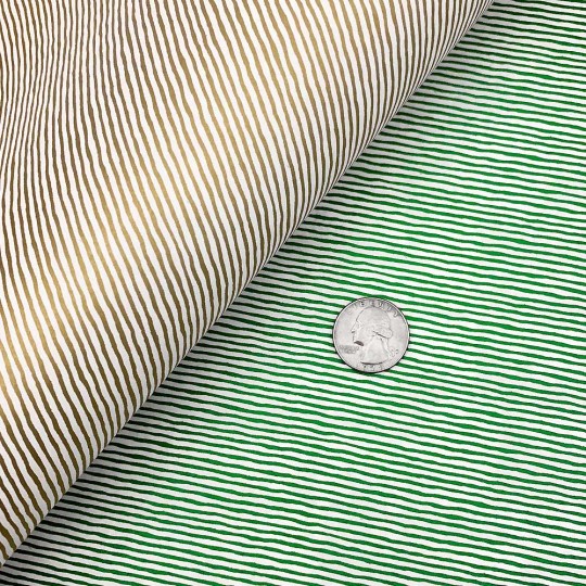 Green and White Stripes Italian Paper ~ Tassotti ~ Reversible Print